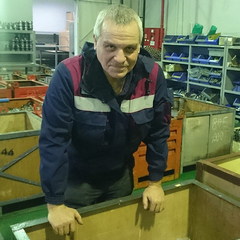Sergey Kapitonov, a Grade 4 assembler of products and tools, works at the spare parts warehouse in Kogalym.