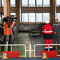 Filming of the 'Professional' TV program by Rakurs Television Company in the ESP repair and testing workshop. Pokachi Service Center.